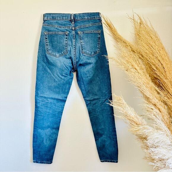 EVERLANE Blue Mid Wash High Rise Denim Skinny Straight Leg Ankle Jean Jeans 26 - Picture 5 of 15